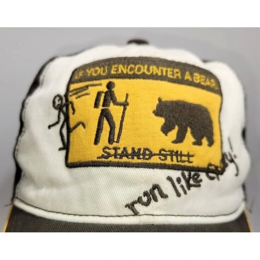 Humorous Novelty Bear Encounter Instructions children's baseball cap hat
